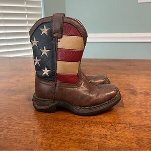 Durango boys Patriotic flag brown red white blue Cowboy Boots Kids size 9